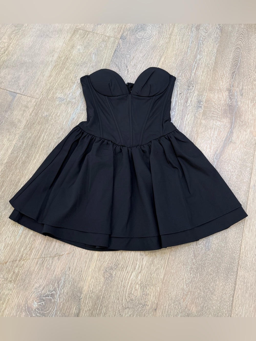 Strapless Black Fit-and-Flare Mini Dress